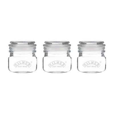 Kilner Square Push Top Storage Jars, Set of 3, 8.5 ounce