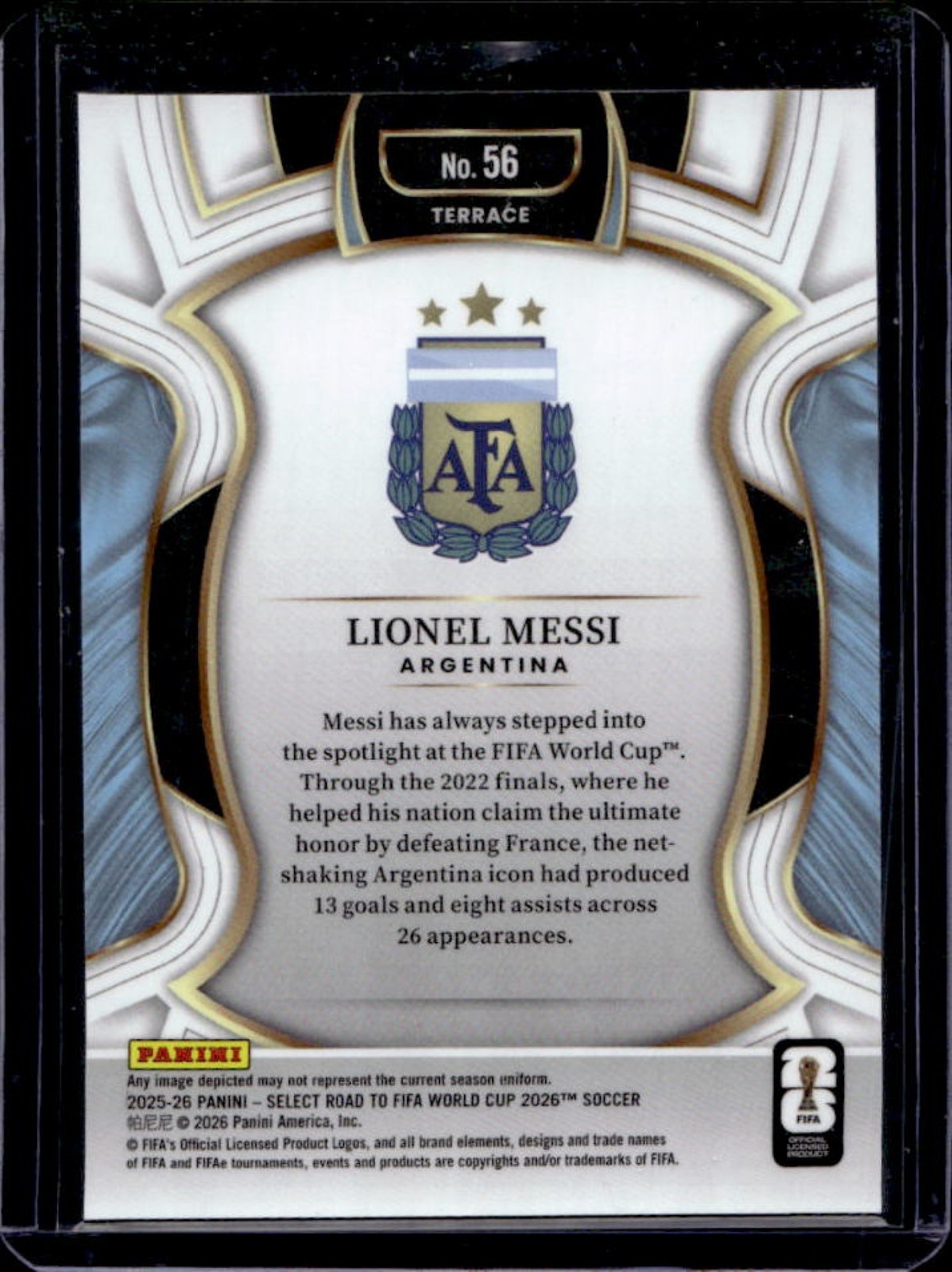 2025-26 Panini Select Road to FIFA World Cup Lionel Messi Terrace #56 Argentina view 2