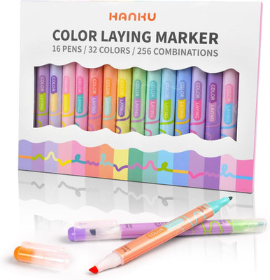 Color Layering Double Sided Markers,16Pcs 32Colors Dual Tip Magic Markers,Bro...
