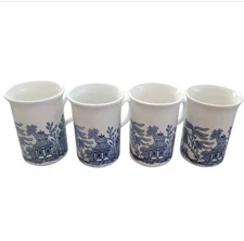 Churchill Blue Willow 8oz Coffee Mug Set of 4 Fine English Tableware