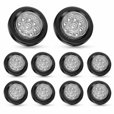 White 10PCS Round LED Side Marker Clearance Lights 2" For Truck Car Trailer RV