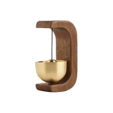 1pc Wooden Wind Bell: Magnetic Copper Home & Car Door Reminder Ornament - NEW