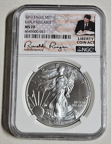 2017 $1 Silver Eagle Early Releases NGC MS70 Liberty Coin Act Ronald Reagan Mint