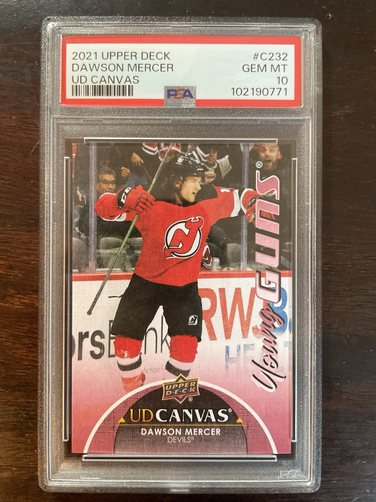 2021 Upper Deck #C232 Dawson Mercer Young Guns Canvas New Jersey Devils PSA 10
