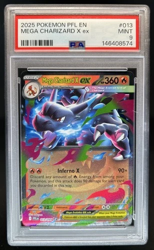 2025 Pokemon Phantasmal Flames Mega Charizard X ex Double Rare #013/094 PSA 9