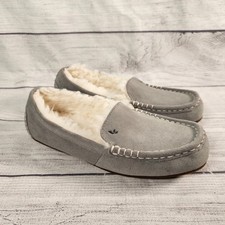 Koolaburra by UGG Lezly Womens 7 Gray Suede Faux Fur Lined Moccasin Slippers