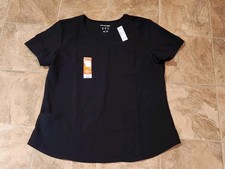 Women's Scrubstar V-Neck Black Scrub Top Core Essentials Collection Size L NWT
