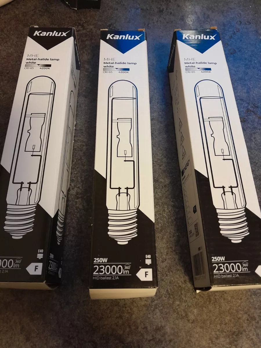 3 x Kanlux MHE 250W GES E40 Tubular Clear Metal Halide Lamp Bulb