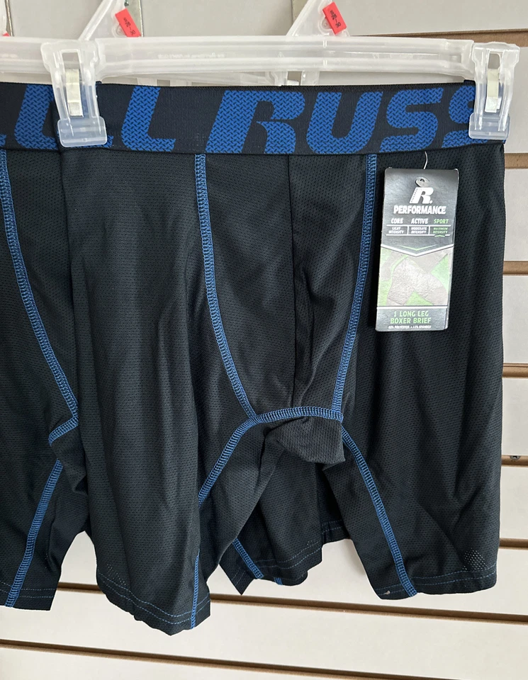 (4) Par de calzoncillos boxer Russell Performance Sport de pierna larga para hombre pequeños 28"-30" Foto 2 de 4