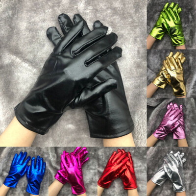 Unisex Patent Leather Gloves Evening Party Wedding Opera Performance Mittens 