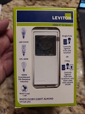 Leviton VPT24-1PZ Decora 24-Hour Programmable Timer 120Vac 3 Color options