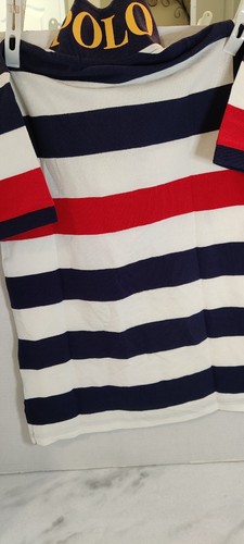 Polo Ralph Lauren rossa bianca a righe blu piccola (8) grande logo cavallo manica corta - Foto 7 di 7