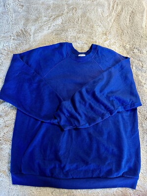 Vintage 90s Tultex Essential Blank Sweater Men s Size 2XL Made In USA Blue