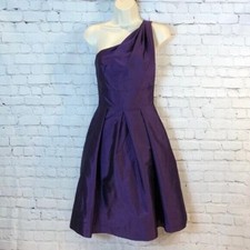 Alfred Sung Dress Purple One Shoulder Fit & Flare Size 2
