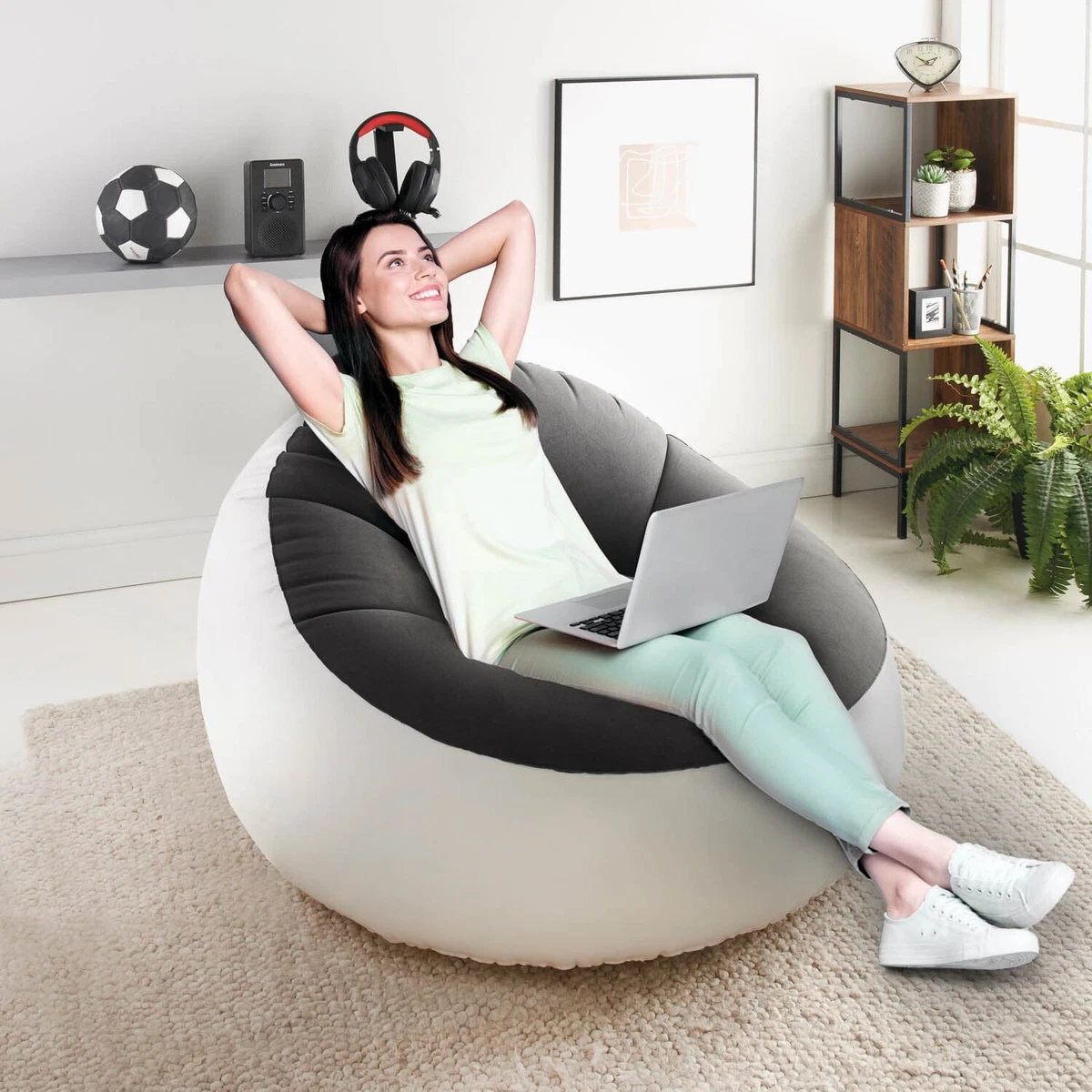 Inflatable Deluxe Lounger Gaming Chair Sofa Lounger Blow Up Seat Outdoor Indoor