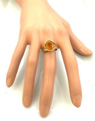 Bague En Or Jaune 18 Carats Avec Citrine Naturelle - Taille 52 - 10,03g - Occasion
