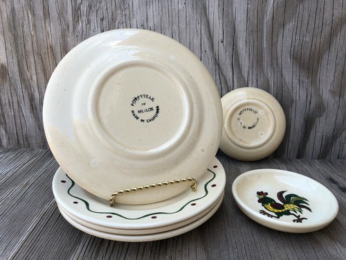 Metlox Poppytrail Vernon Dishes Set Of 4 Small Stoneware Plates & 2 Sauce Dishes - Picture 4 of 5