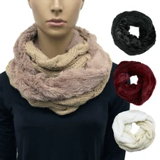 Women's Knitted Scarf Infinity Scarf Faux Fur Trim Fall Winter Cute Versatile