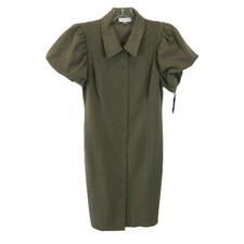 NWT Womens Size 8 Calvin Klein Poof Sleeve Collared Above The Knee Shirt Dress