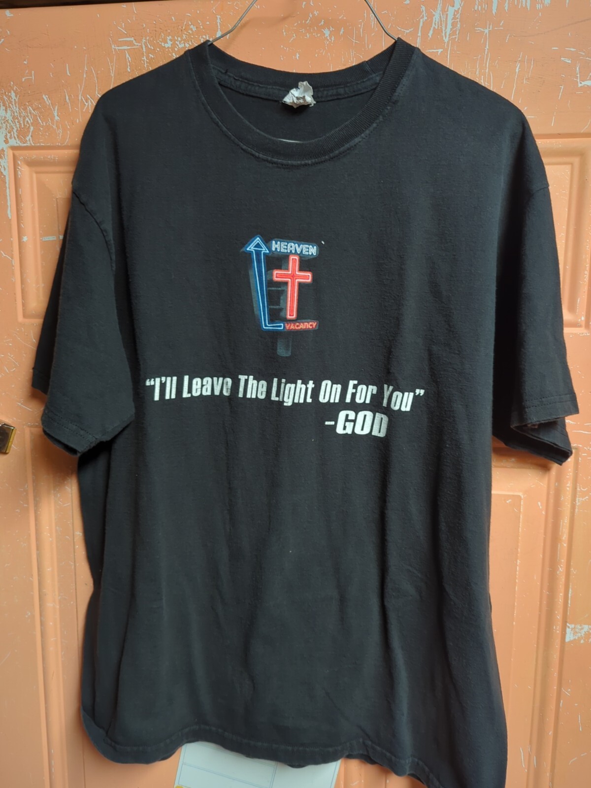 Vintage Jesus Shirt Heaven Vacancy God I'll Leave The Light On Y2K Tee Large