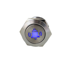 Klingeltaster Taster LED Blau Beleuchtung "Klingel" Glocke Haustürklingel 22mm