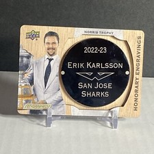 2023-24 UD Engrained Erik Karlsson Honorary Engraving /100 Sharks HE-NO23