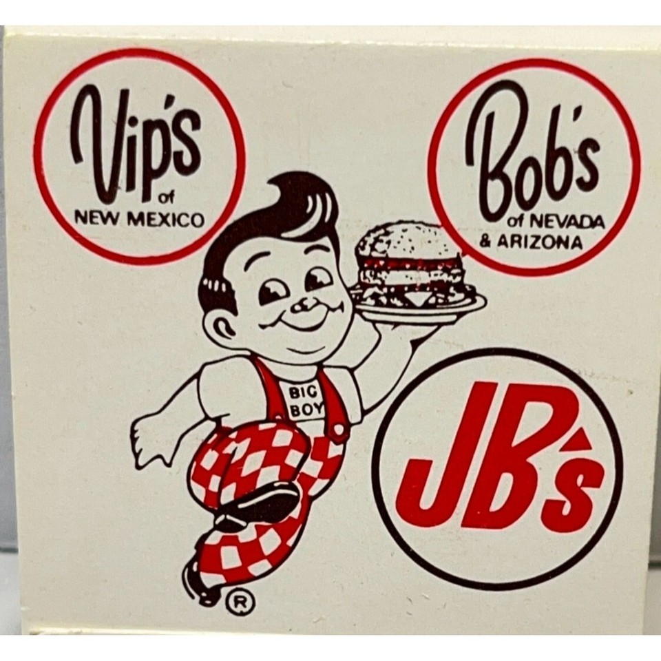 Bob's Big Boy Family Restaurant Matchbook Vintage Matches JB's Vip's