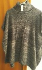 y2k New Women's Sweater PONCHO WRAP CAP SHAWL Knit Beautiful gray white $68 tag — photo 3