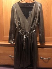 NEW LOOK WRAP STYLE SHIMMERY GOLD DRESS SIZE 10