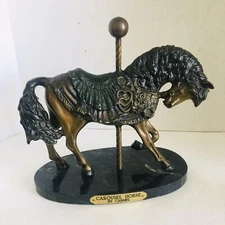 Bronze Carousel Horse Sculpture By Carmel on Marble Base 10"