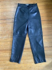 Black Leather Pants sz 4 VINTAGE Laura Leigh Ltd, Lined, High Waist, 80s 90s