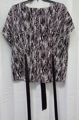 LANE BRYANT Women's Kaftan Top 18/20 Zebra Print Adjustable Waist Short Sleeve