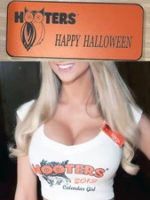NEW HOOTERS GIRL NAME TAG Costume Accessory Pin Badge Tag HAPPY HALLOWEEN