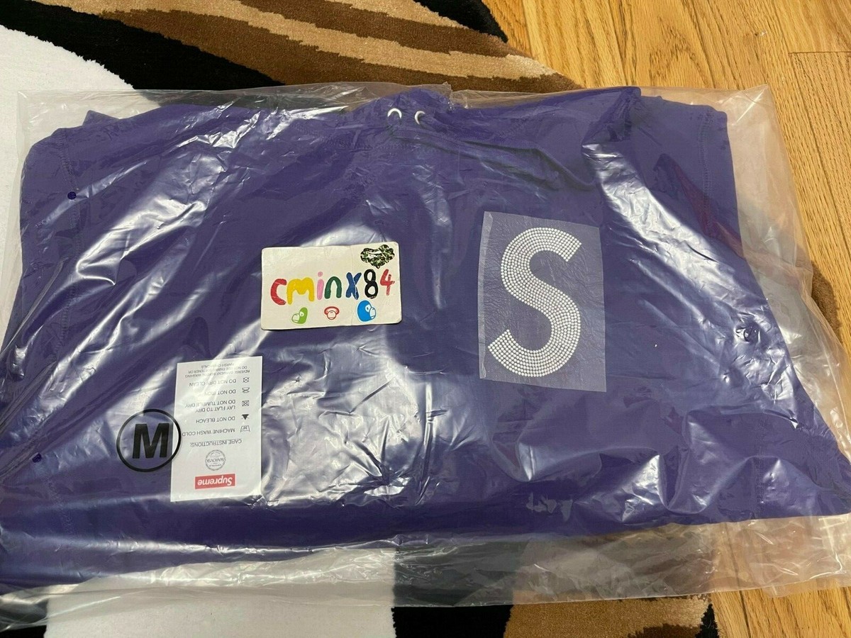 2021 Supreme Swarovski S Logo Hooded Sweatshirt Purple sz M In