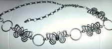 Vtg 1990s Y2K 2000s Butterfly Chain Belt - Silvertone Metal - One Sz