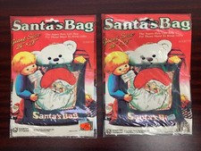 Lot Of 2 Vtg Christmas Santa Poly Gift Bag Giant 24in by 28in Vintage 1991 New