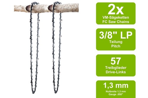 2 Catene Per Motosega Da 25 Cm, 1,1 Mm, 3/8, 40 TG Compatibili Con