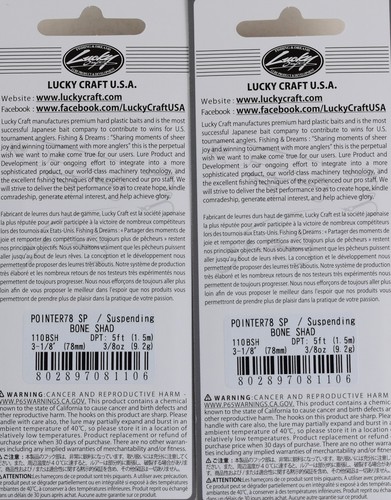 Lot De 2) Pointeur Lucky Craft 78sp 3/8 Oz Pt78sp-256 Aurora Gold E2105