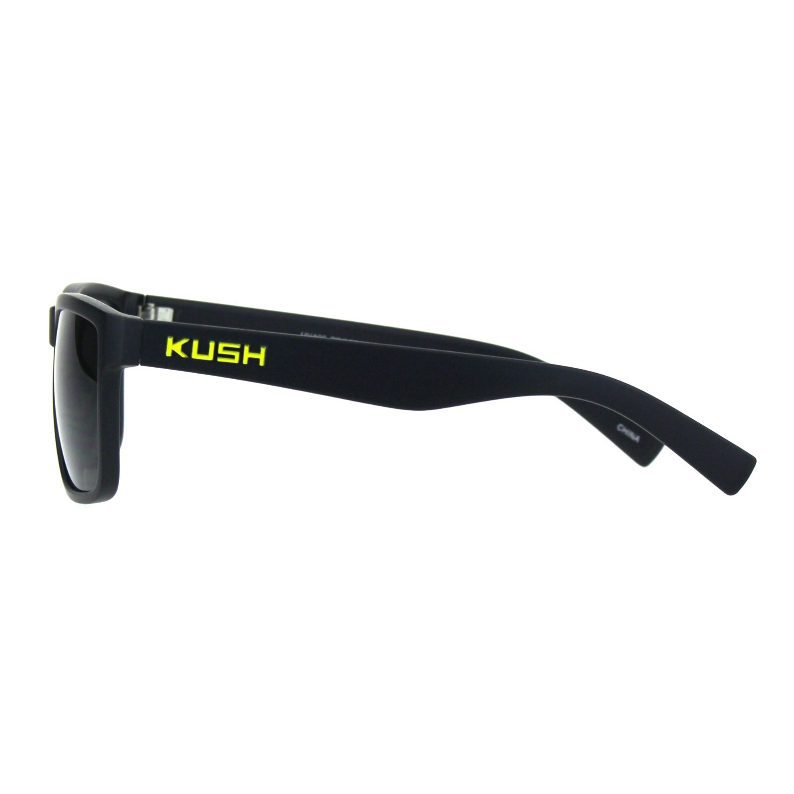 KUSH Sunglasses Men's Matte Black Square Rectangular Frame UV400 Black