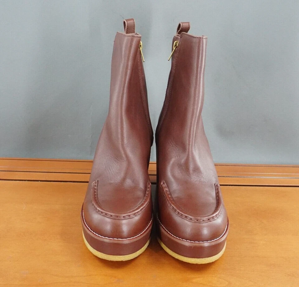 Coach Brady Botín Zapatos Mujer 10 Marrón Cuero Cuña Cremallera Tirar en el Tobillo Botín Foto 2 de 4