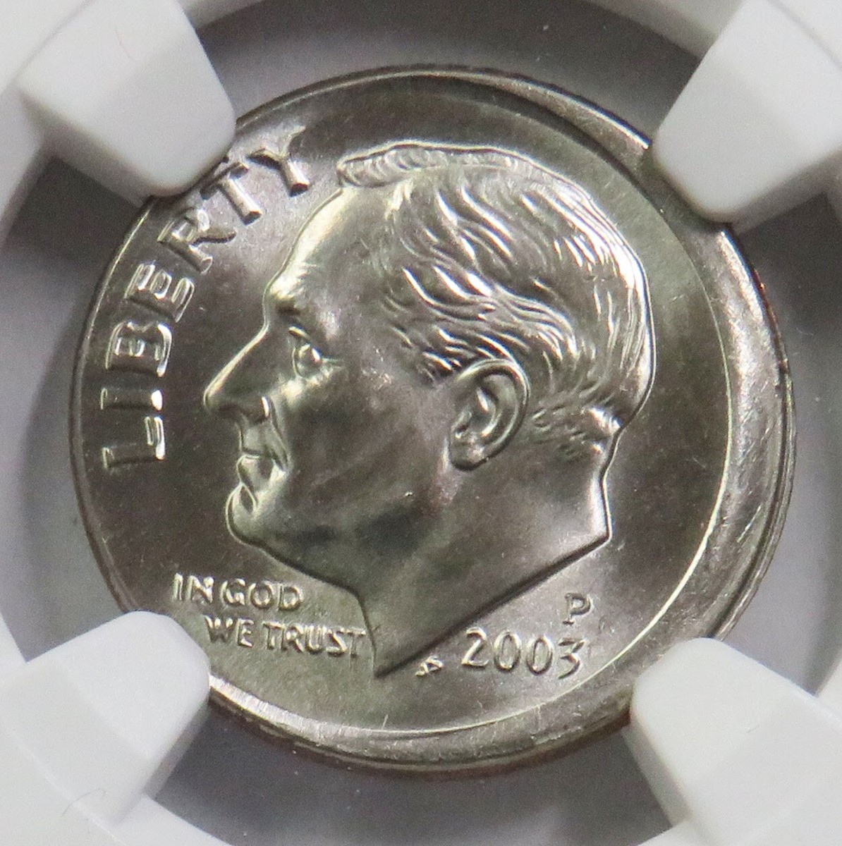 2003 P ROOSEVELT DIME BROADSTRUCK OFF CENTER NGC MINT STATE 66 FT