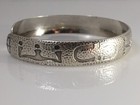 925 Sterling Silver 7.5” Hammered Cuff Hieroglyph BRACELET Jewelry