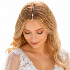 Gold Head Chain Rhinestone Bride Headpiece Wedding Headbands Accessories