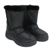 Girl Winter Boots Warm Fur Lined Snow Boots Childrens Size, Black-12