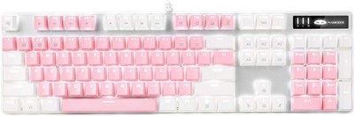 MageGee MK-Storm Mechanical Gaming Keyboard & Blue Keycap Set - Pink / White