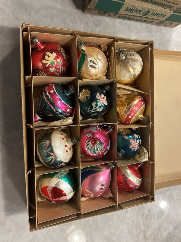 Vintage Glass Christmas Ornaments-1 Dozen Glass Ornaments
