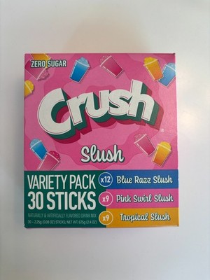 Crush Slush Drink Mix Variety Pack 30 Packets Singles To Go Zero Sugar Free