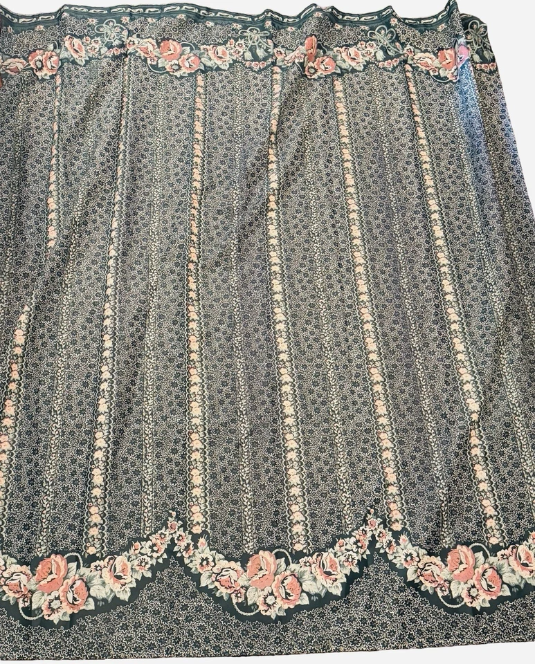 美丽复古 Ex-Cell 淋浴帘和帷幔套装花卉绿色玫瑰 — 第 2/4 张图片