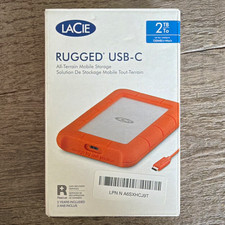 LaCie Rugged USB-C 2TB Portable External HDD Shock/Water Resistant Orange