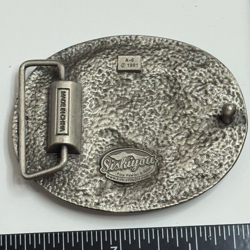 Siskiyou Carpenter Belt Buckle 1991 Pewter Hammer Saw Tape Measure Tool Design - Picture 2 of 11